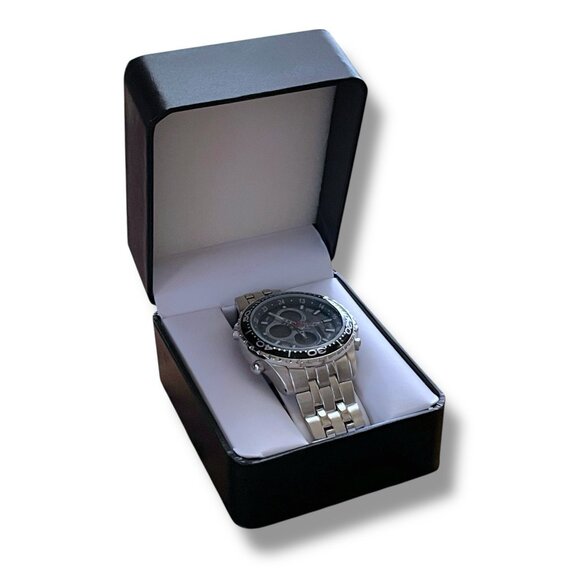 Elgin Mens Chronograph Watch Digital Analog Silver Tone Link Band Quartz Movemen - Picture 5 of 16